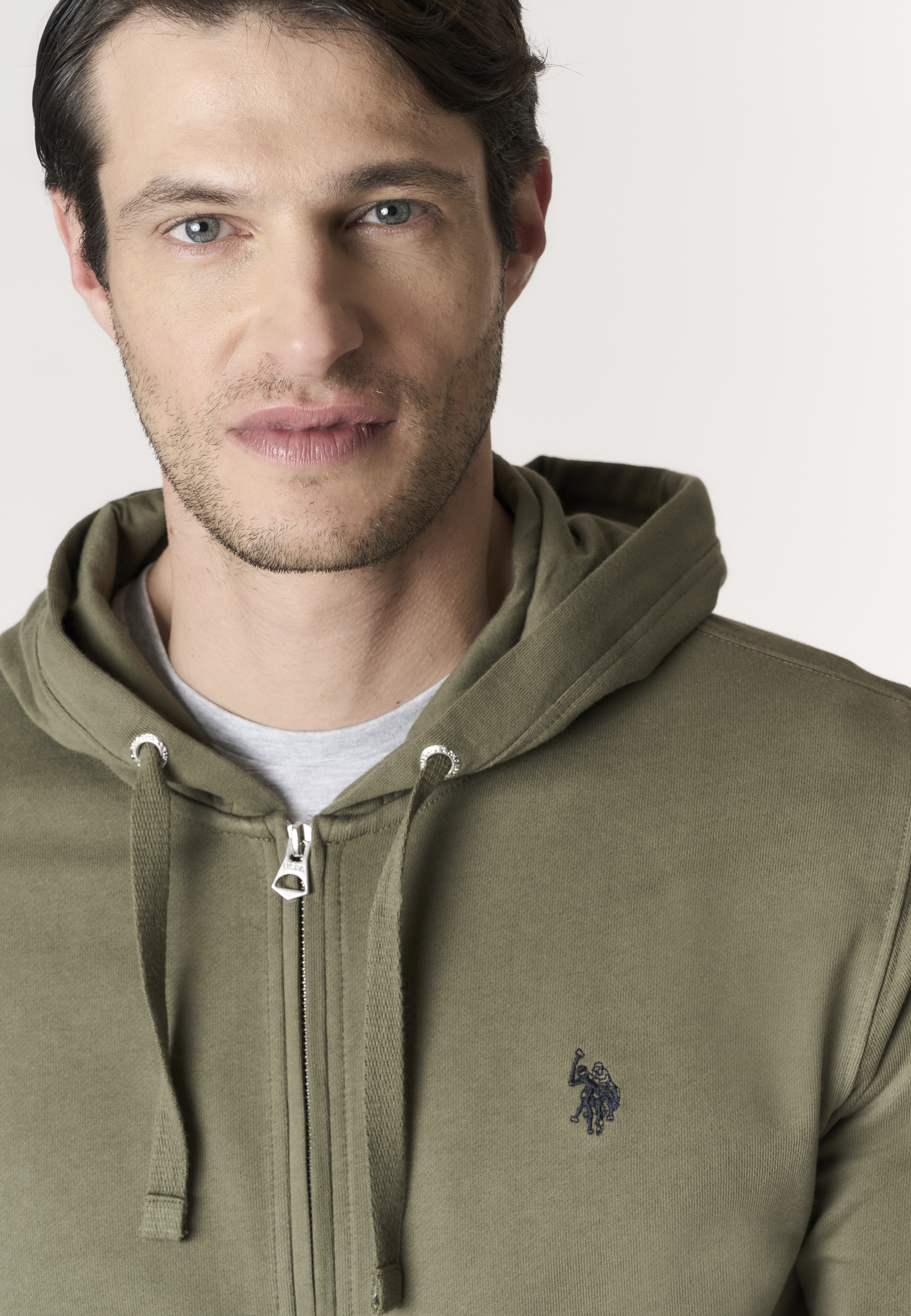 Felpa da uomo in cotone con chiusura full zip e cappuccio