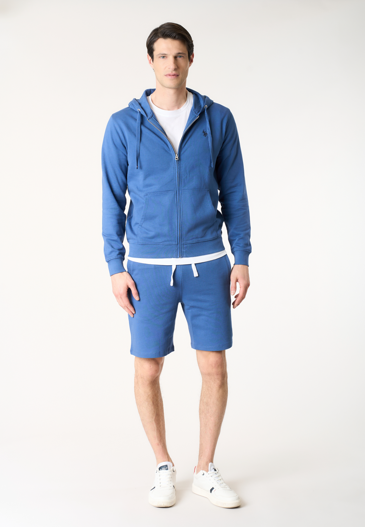 Felpa da uomo in cotone con chiusura full zip e cappuccio