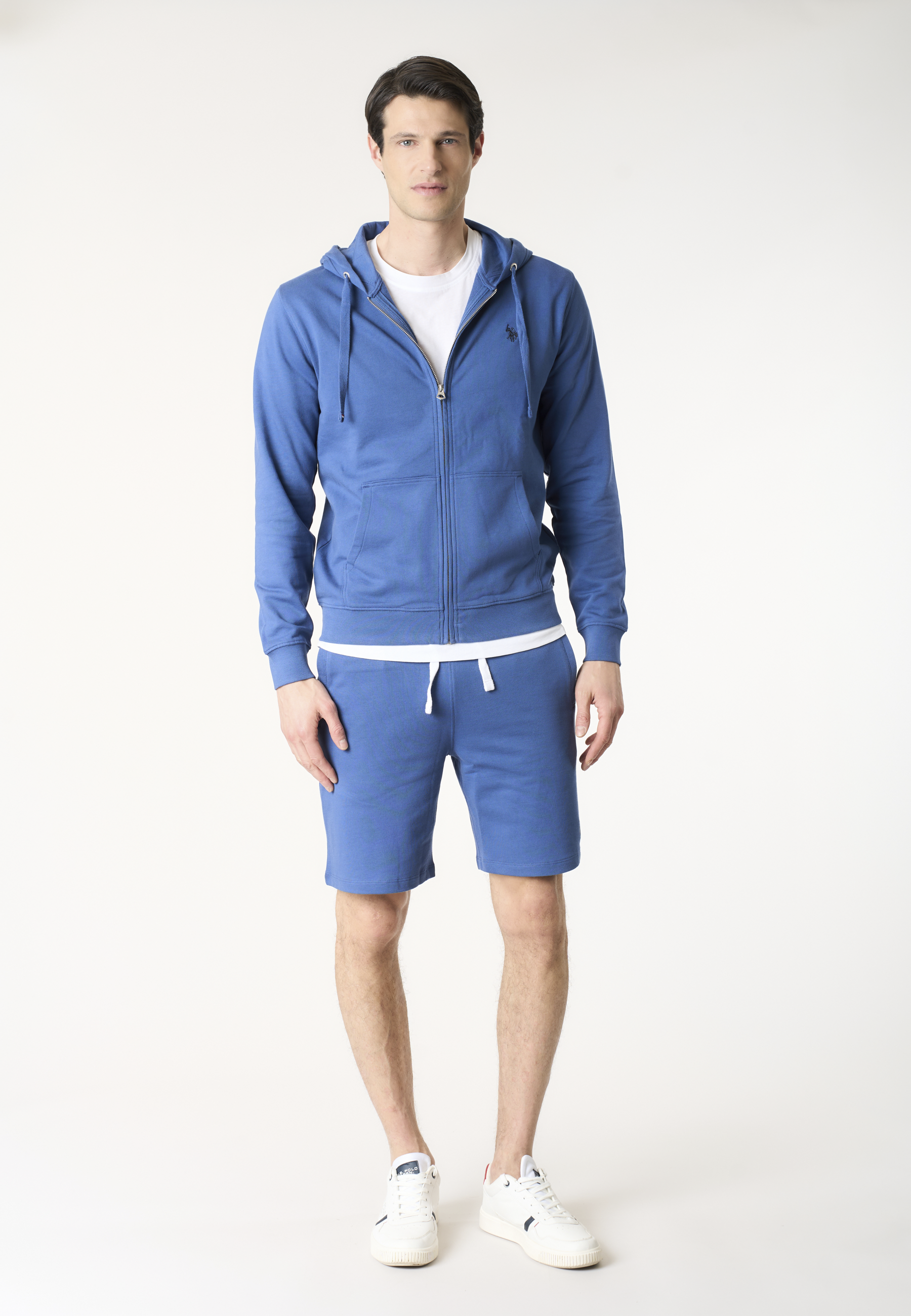 Felpa da uomo in cotone con chiusura full zip e cappuccio