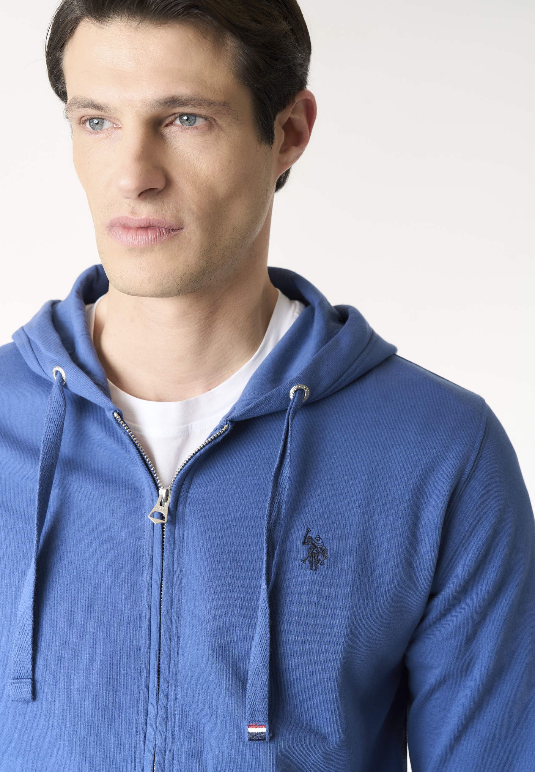 Felpa da uomo in cotone con chiusura full zip e cappuccio