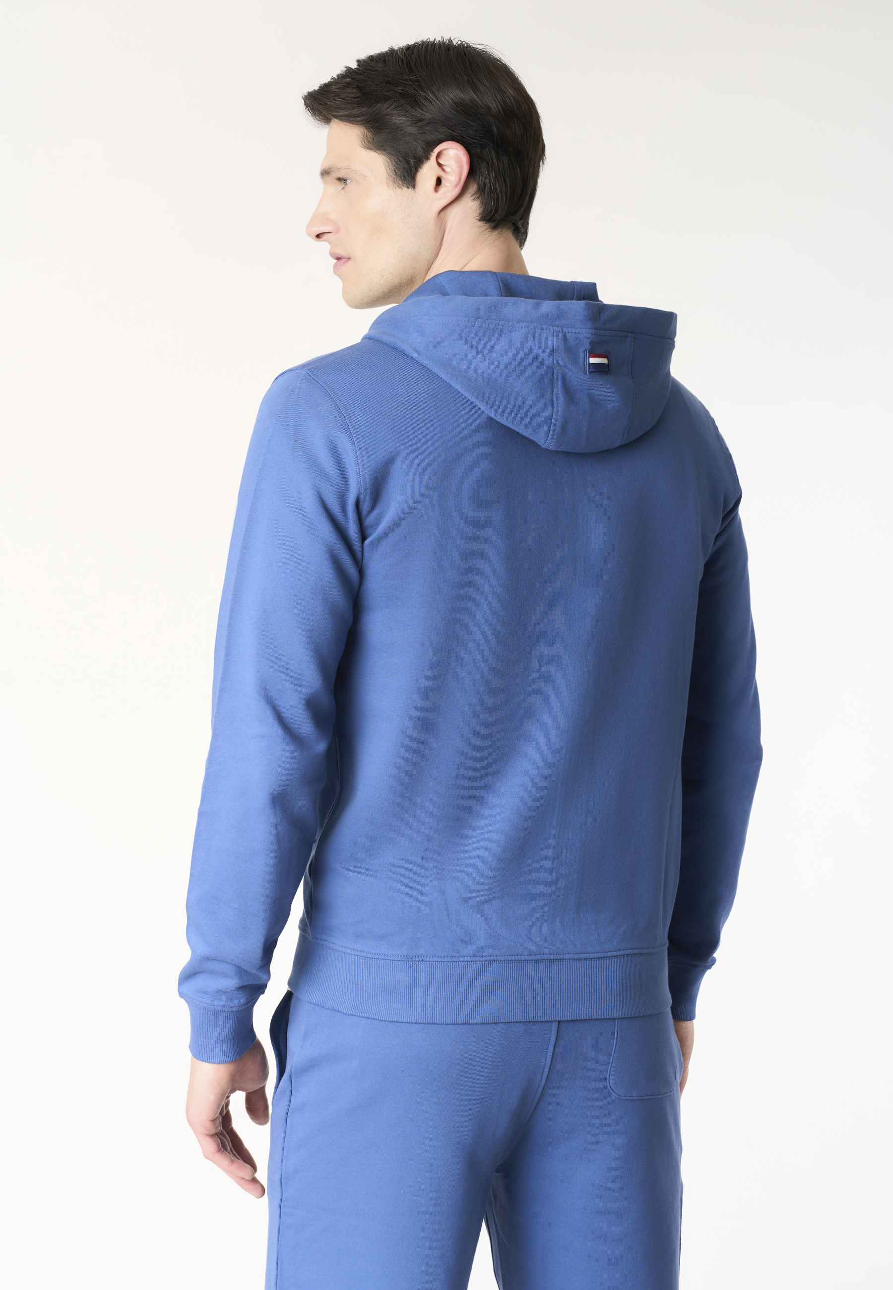 Felpa da uomo in cotone con chiusura full zip e cappuccio