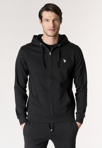 Felpa da uomo in cotone con chiusura full zip e cappuccio