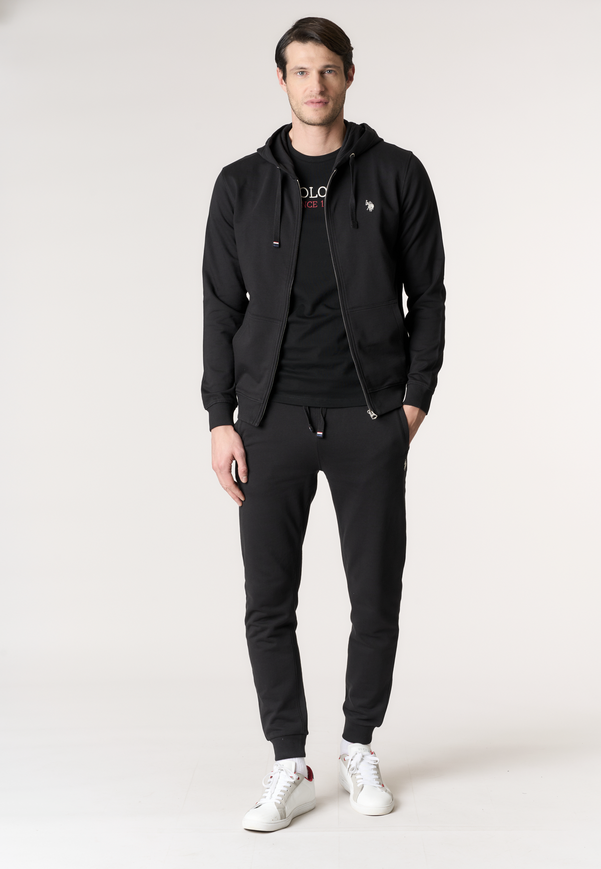 Felpa da uomo in cotone con chiusura full zip e cappuccio