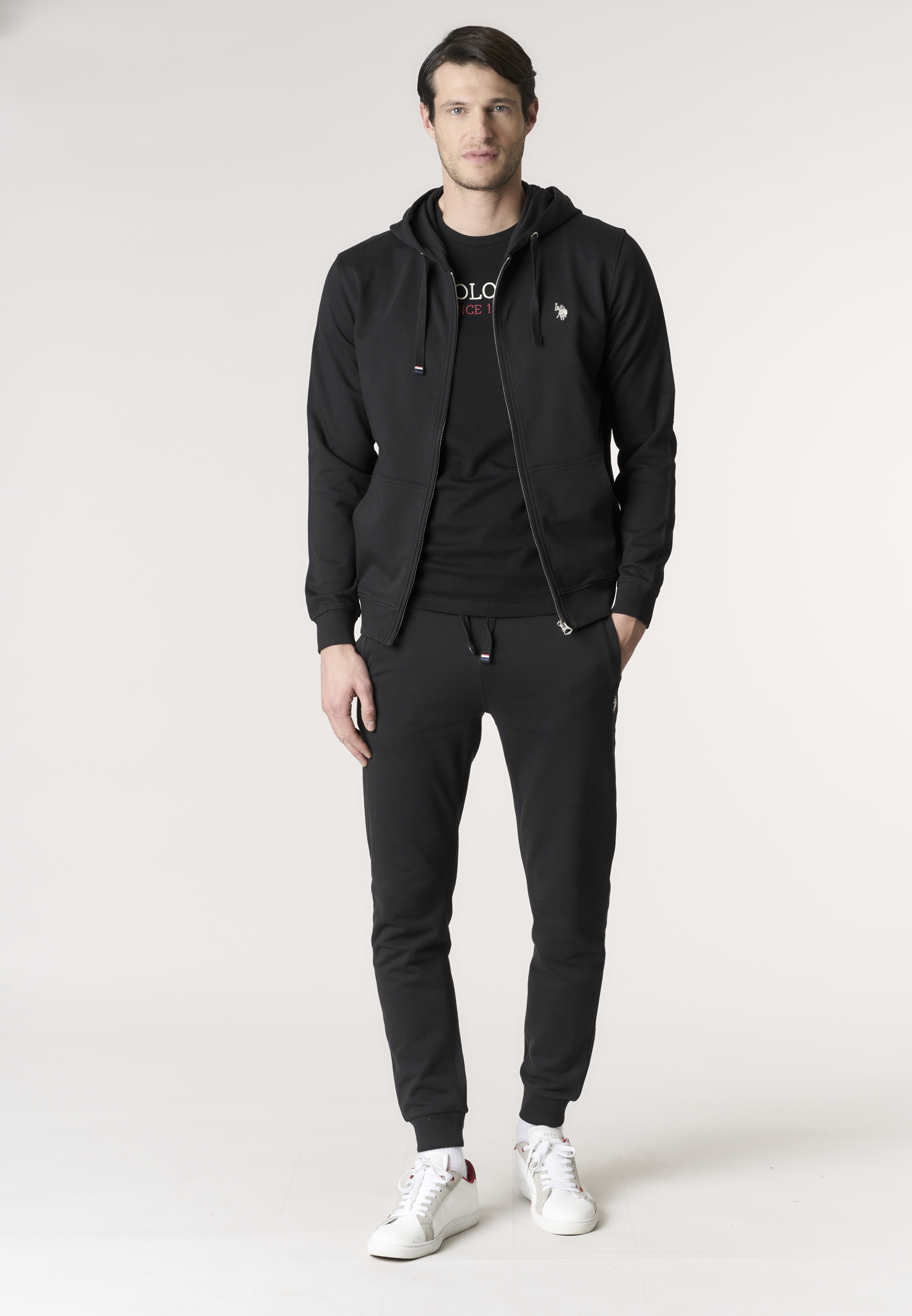 Felpa da uomo in cotone con chiusura full zip e cappuccio