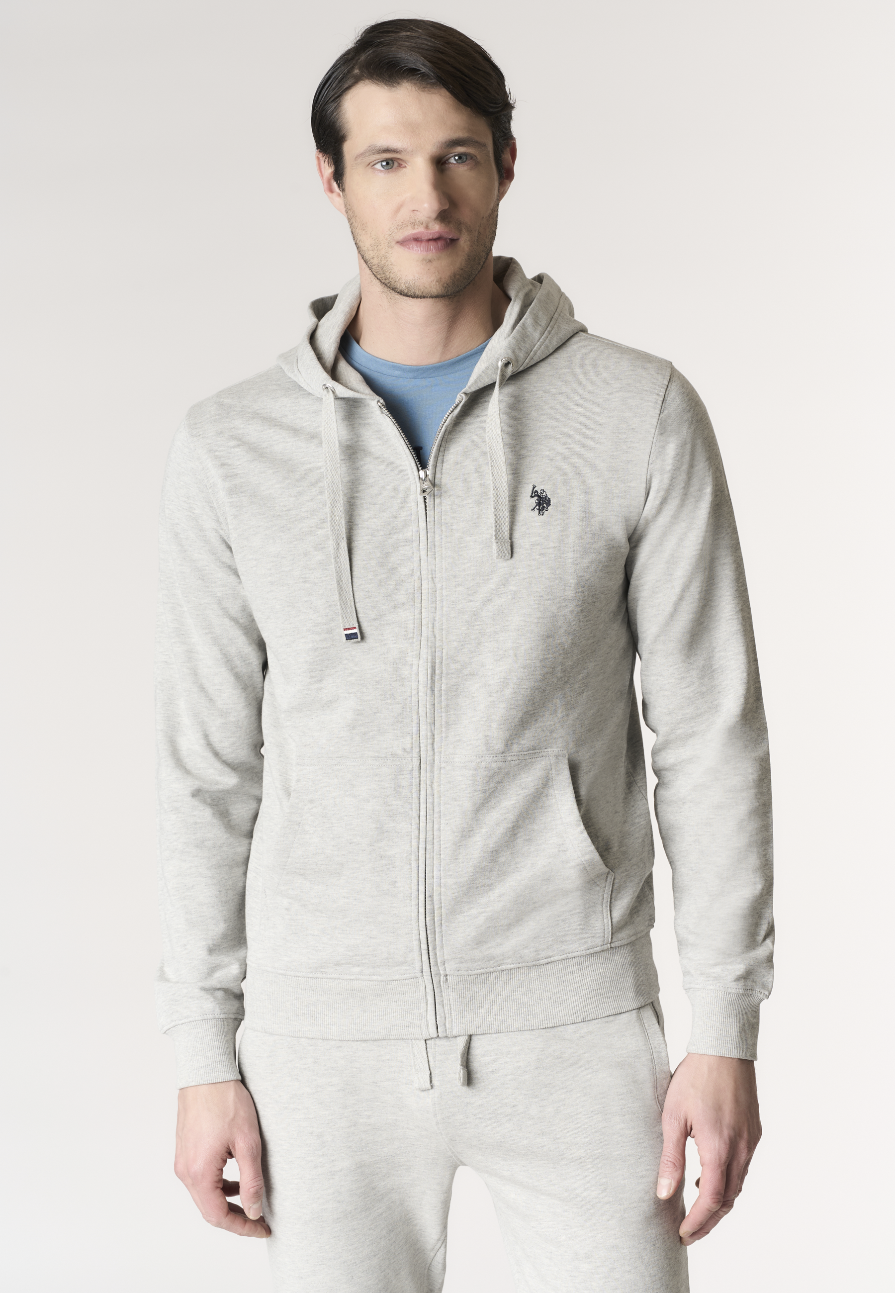 Felpa da uomo in cotone con chiusura full zip e cappuccio