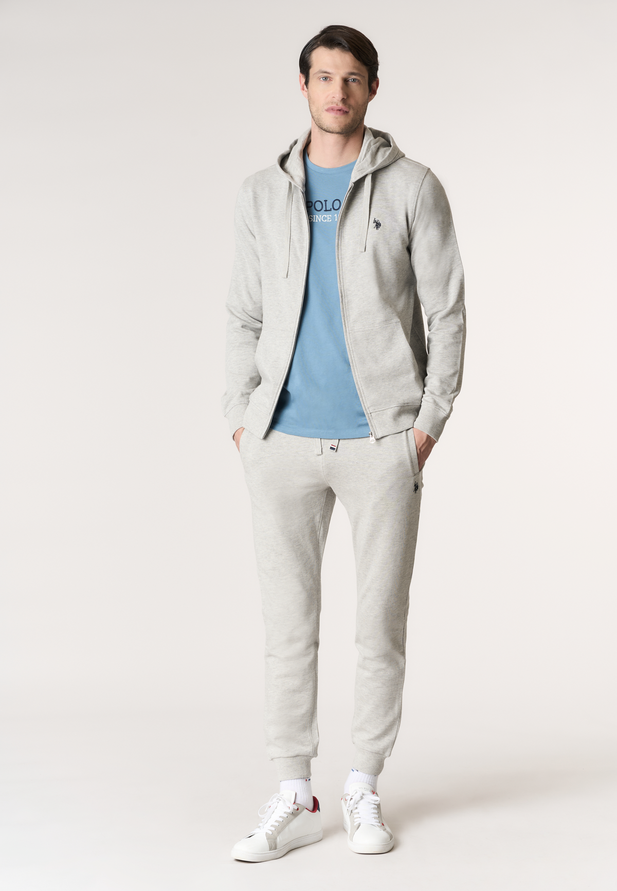 Felpa da uomo in cotone con chiusura full zip e cappuccio