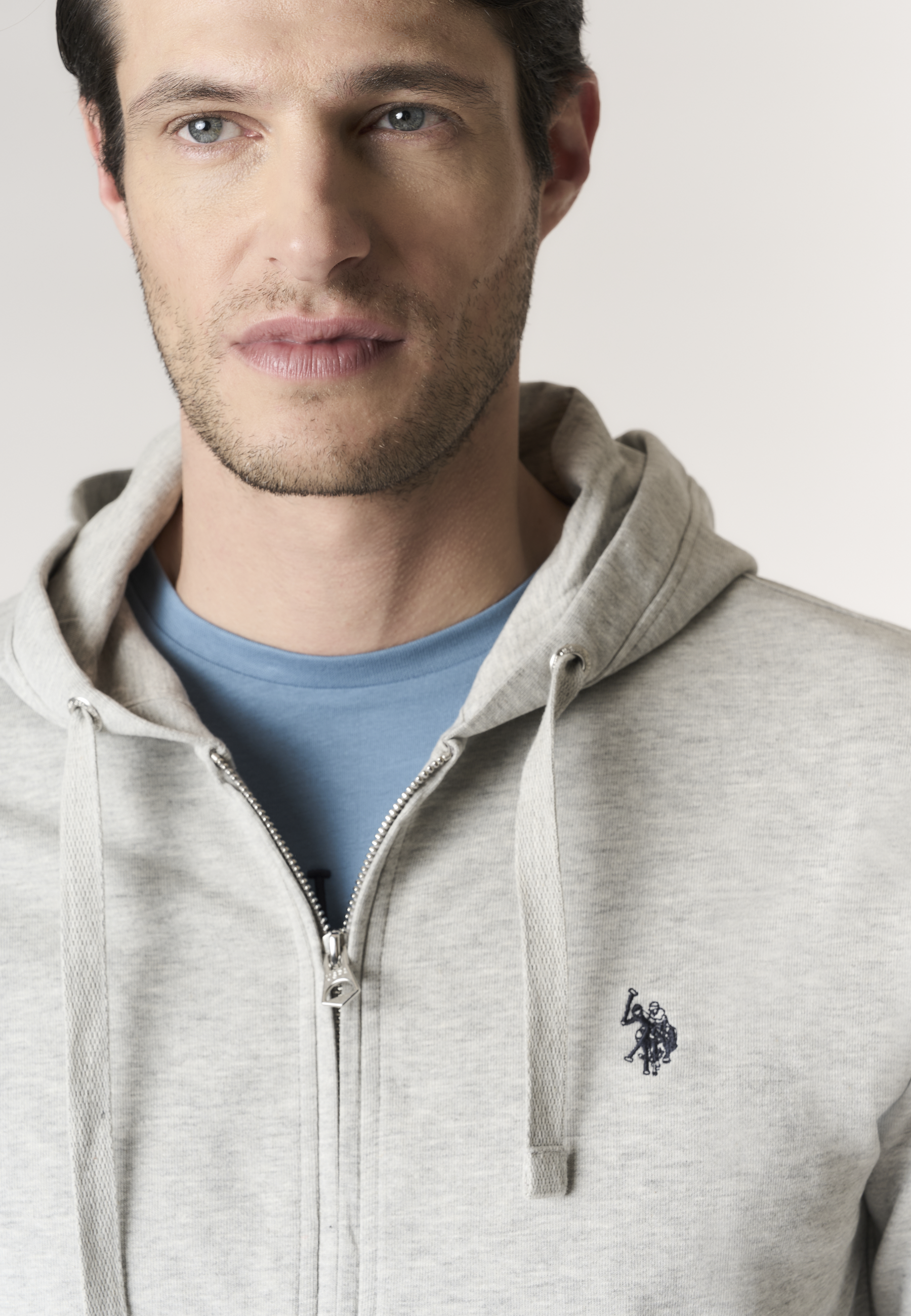 Felpa da uomo in cotone con chiusura full zip e cappuccio