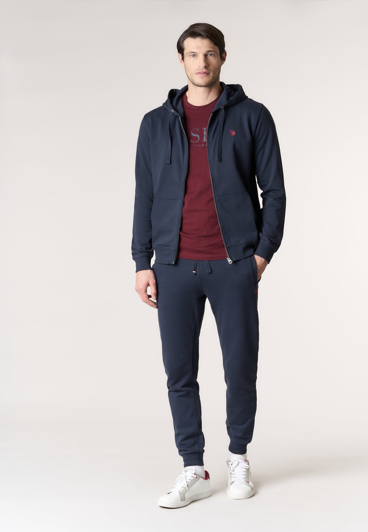 Felpa da uomo in cotone con chiusura full zip e cappuccio