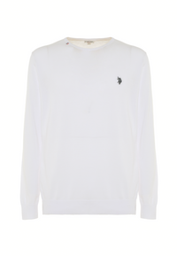 Maglia girocollo in cotone con logo ricamato