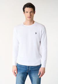 Maglia girocollo in cotone con logo ricamato