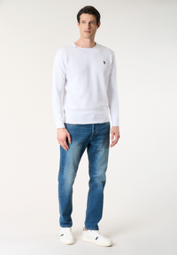 Maglia girocollo in cotone con logo ricamato