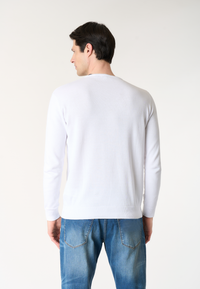 Maglia girocollo in cotone con logo ricamato