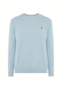 Maglia girocollo in cotone con logo ricamato