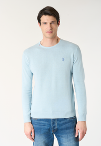 Maglia girocollo in cotone con logo ricamato