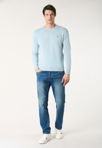 Maglia girocollo in cotone con logo ricamato