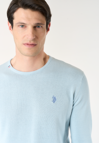 Maglia girocollo in cotone con logo ricamato