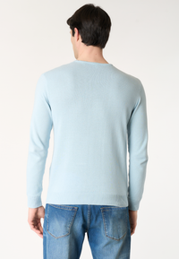 Maglia girocollo in cotone con logo ricamato