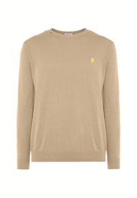 Maglia girocollo in cotone con logo ricamato
