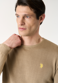 Maglia girocollo in cotone con logo ricamato