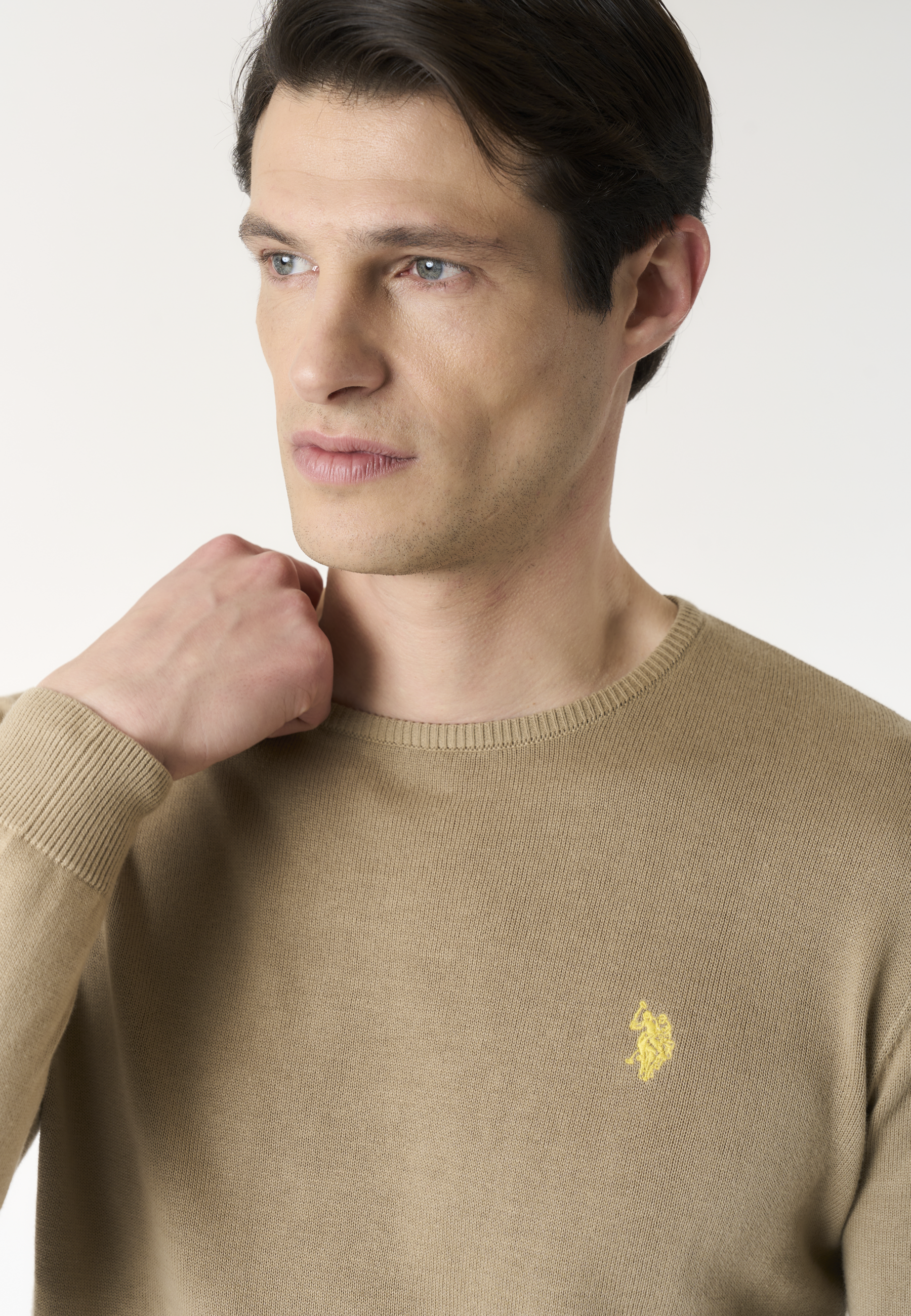 Maglia girocollo in cotone con logo ricamato