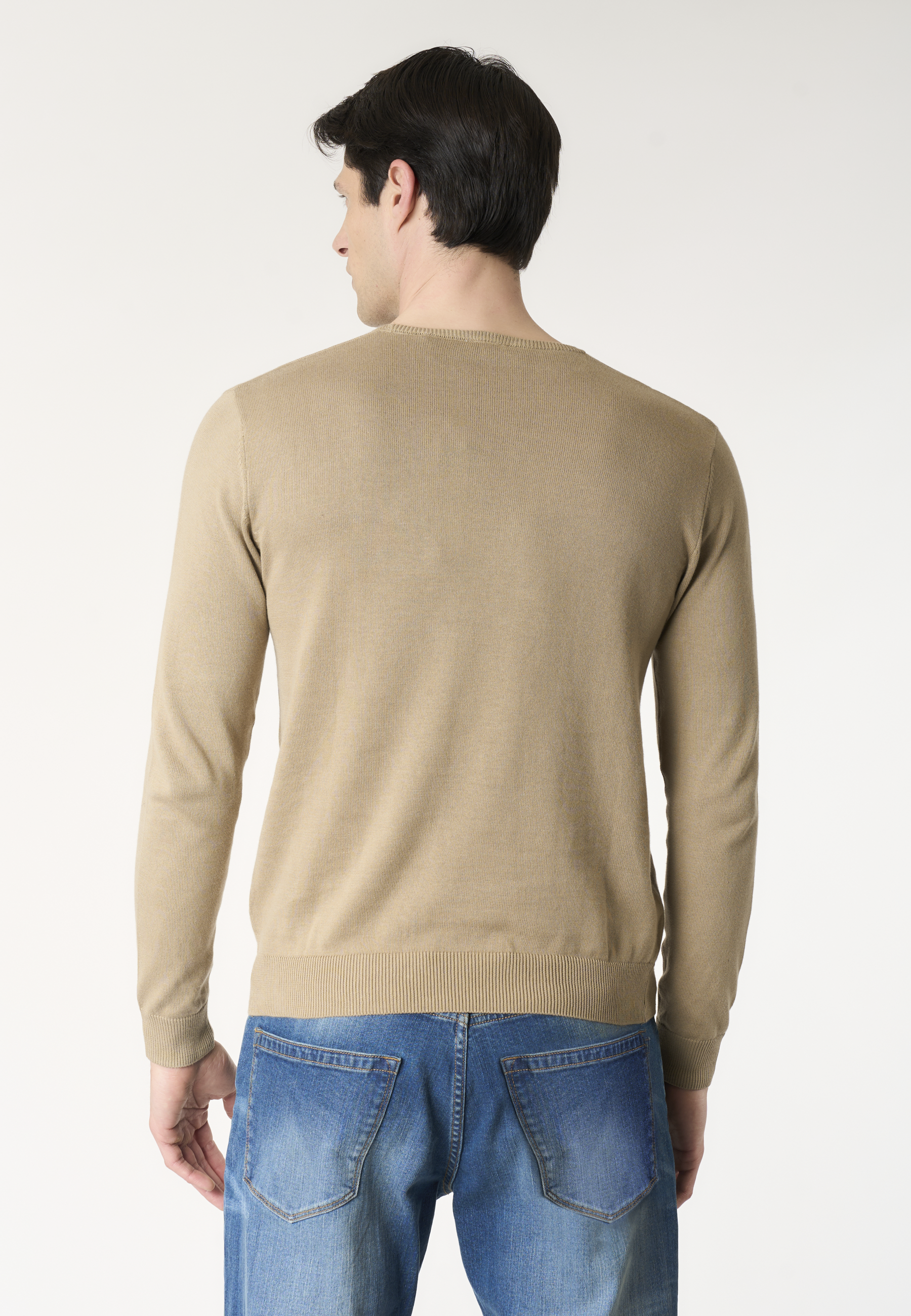 Maglia girocollo in cotone con logo ricamato