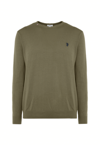 Maglia girocollo in cotone con logo ricamato