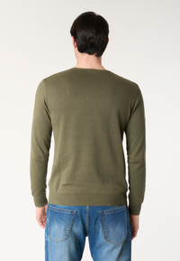 Maglia girocollo in cotone con logo ricamato