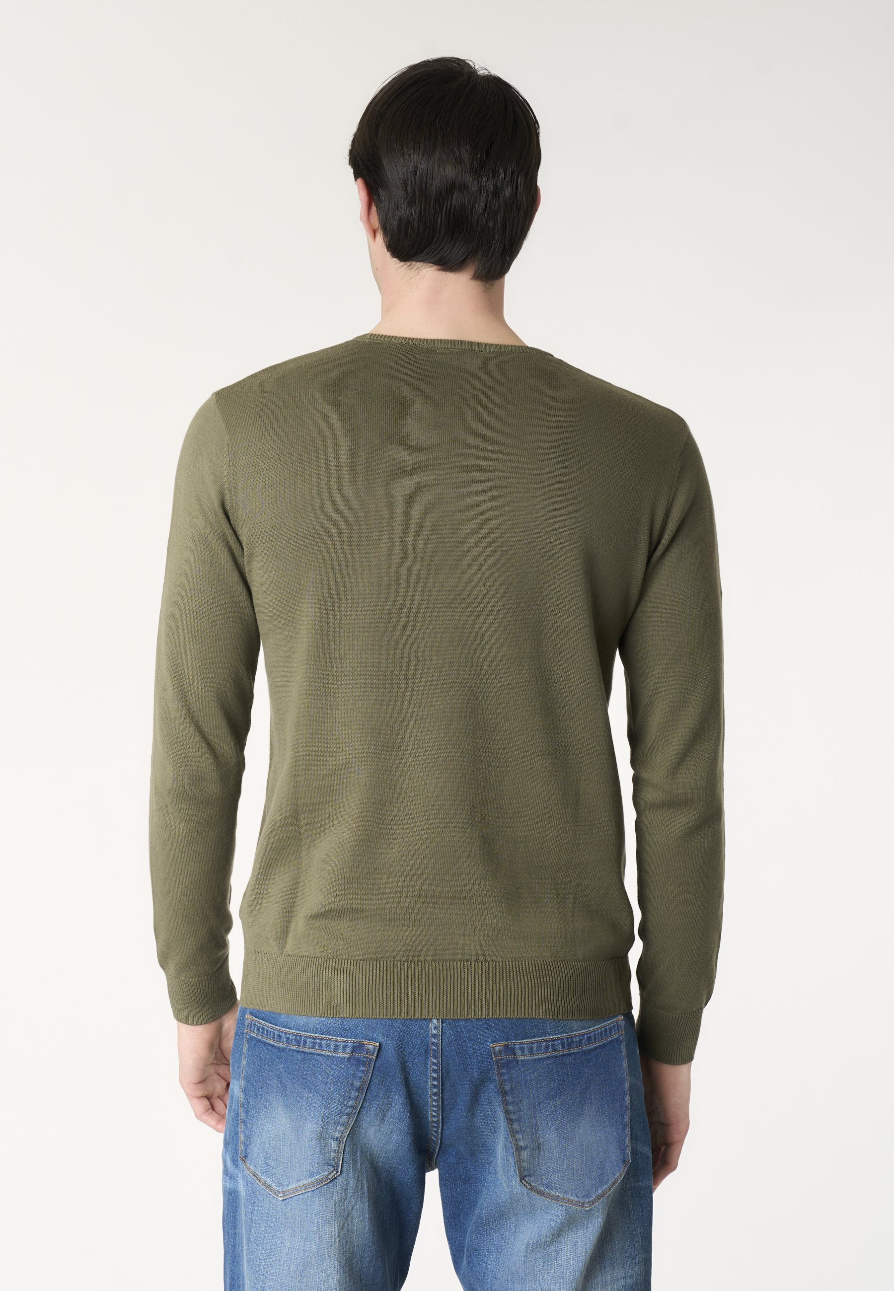 Maglia girocollo in cotone con logo ricamato