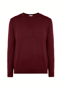 Maglia girocollo in cotone con logo ricamato
