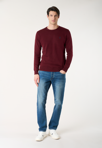 Maglia girocollo in cotone con logo ricamato