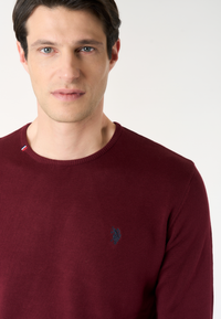 Maglia girocollo in cotone con logo ricamato