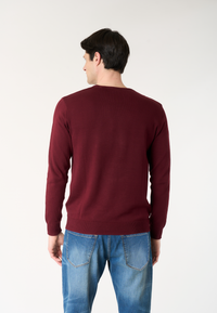 Maglia girocollo in cotone con logo ricamato