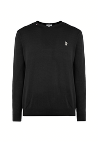 Maglia girocollo in cotone con logo ricamato