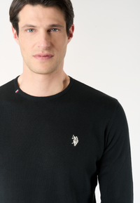 Maglia girocollo in cotone con logo ricamato