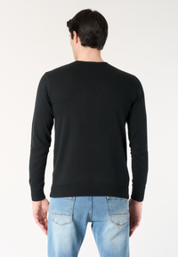 Maglia girocollo in cotone con logo ricamato
