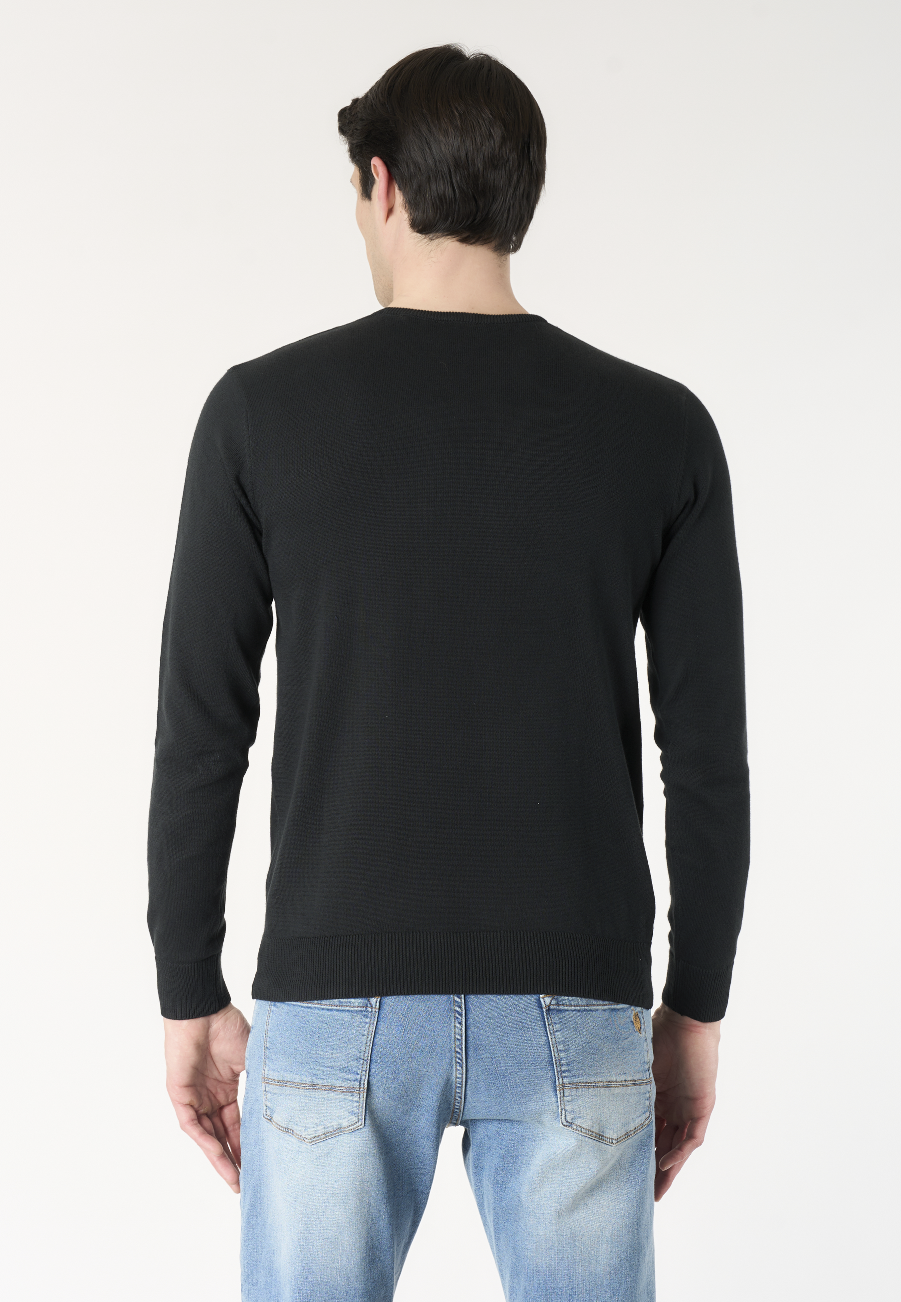 Maglia girocollo in cotone con logo ricamato