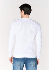 Maglia girocollo da uomo con lavorazione a treccia