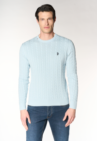 Maglia girocollo da uomo con lavorazione a treccia