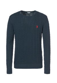 Maglia girocollo da uomo con lavorazione a treccia