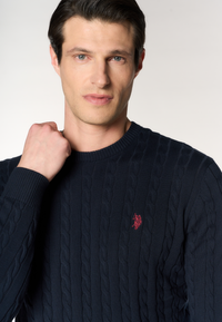 Maglia girocollo da uomo con lavorazione a treccia