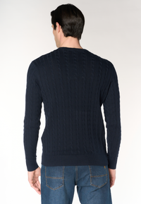 Maglia girocollo da uomo con lavorazione a treccia