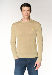 Maglia girocollo da uomo in misto lino e cotone premium quality