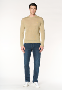 Maglia girocollo da uomo in misto lino e cotone premium quality