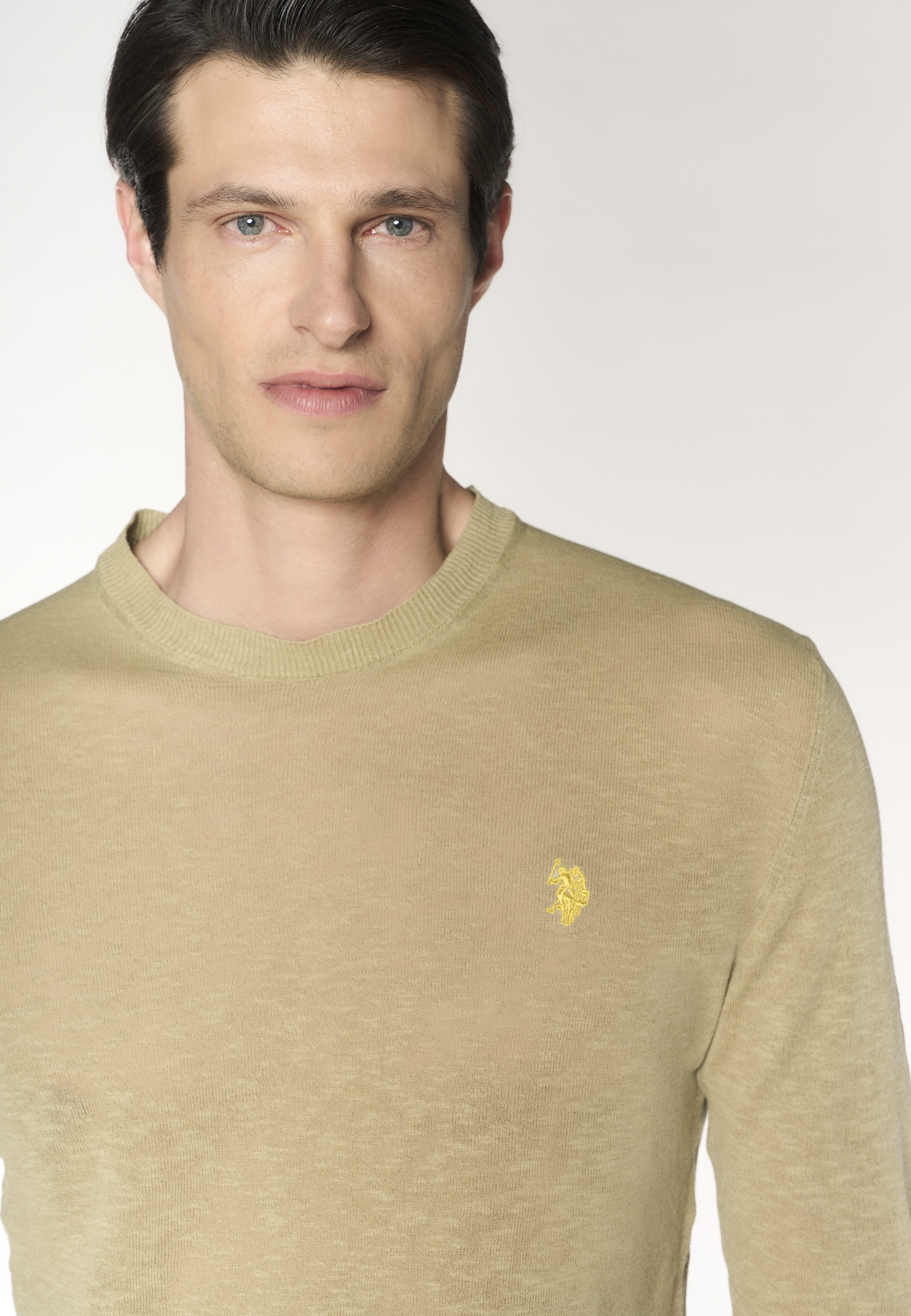 Maglia girocollo da uomo in misto lino e cotone premium quality