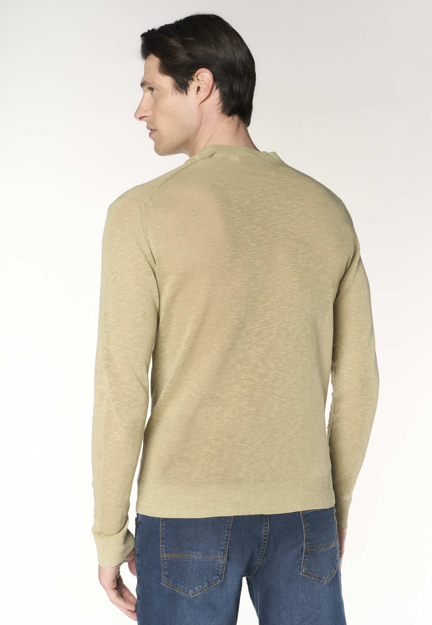 Maglia girocollo da uomo in misto lino e cotone premium quality