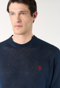 Maglia girocollo da uomo in misto lino e cotone premium quality