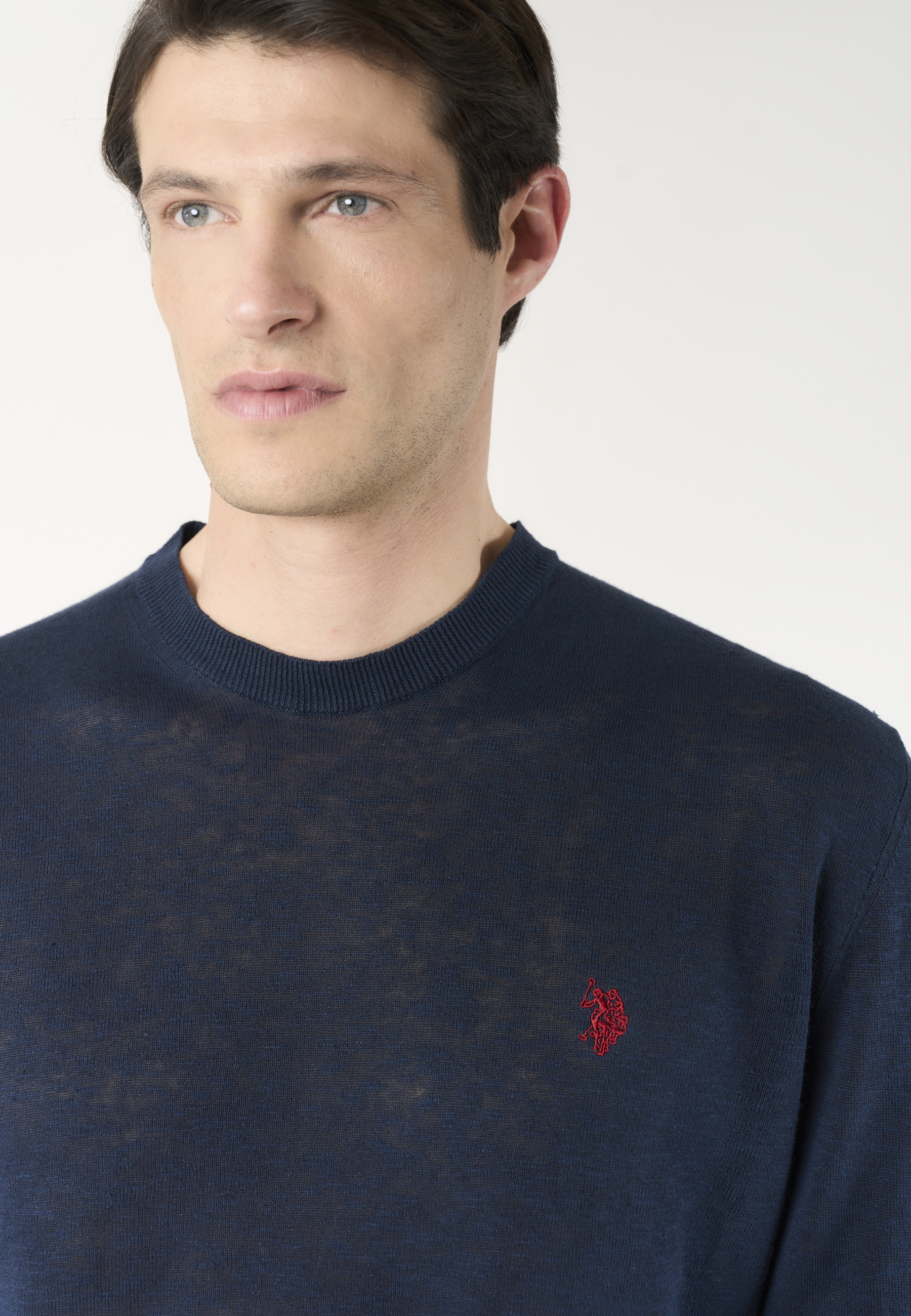 Maglia girocollo da uomo in misto lino e cotone premium quality
