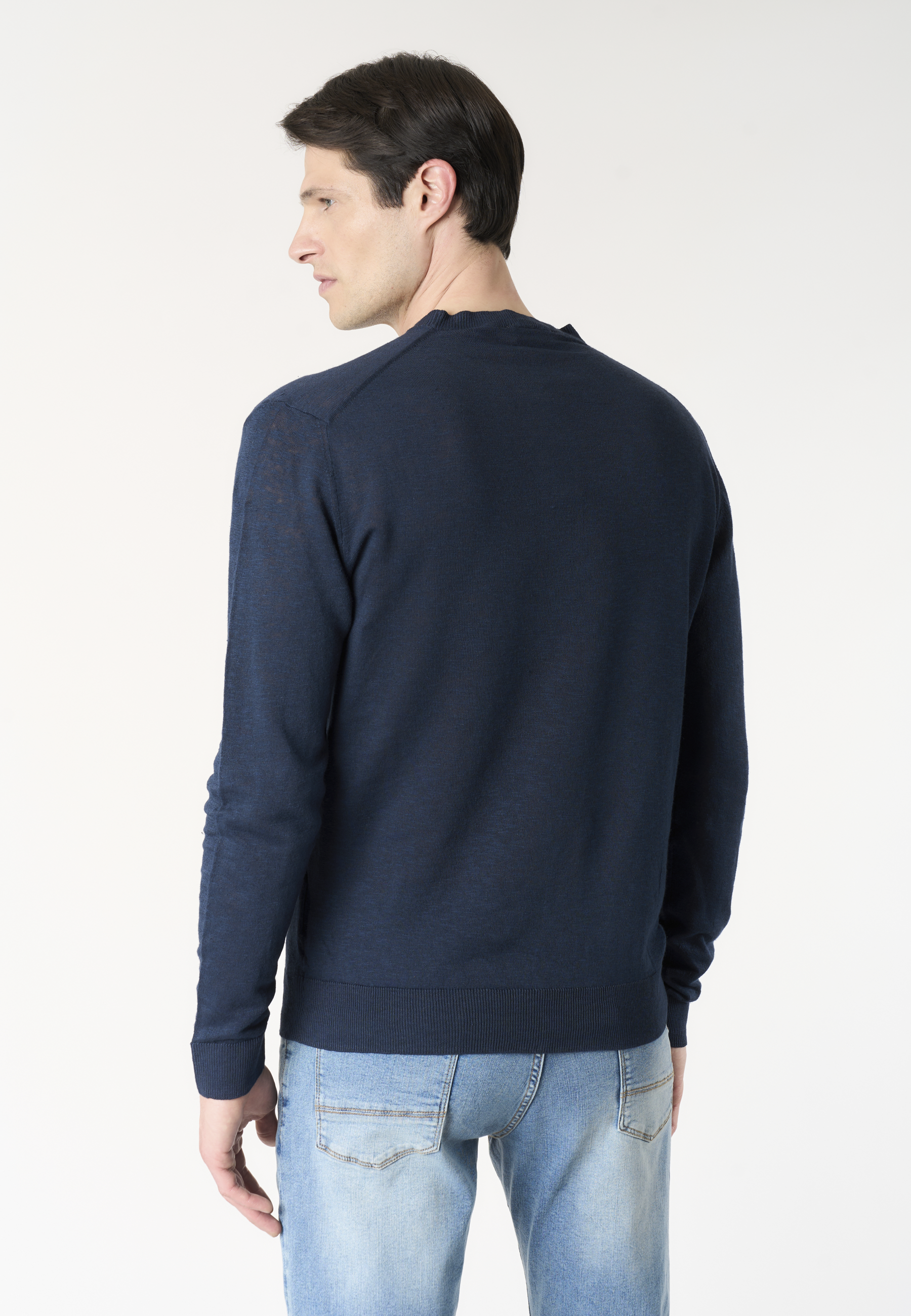 Maglia girocollo da uomo in misto lino e cotone premium quality