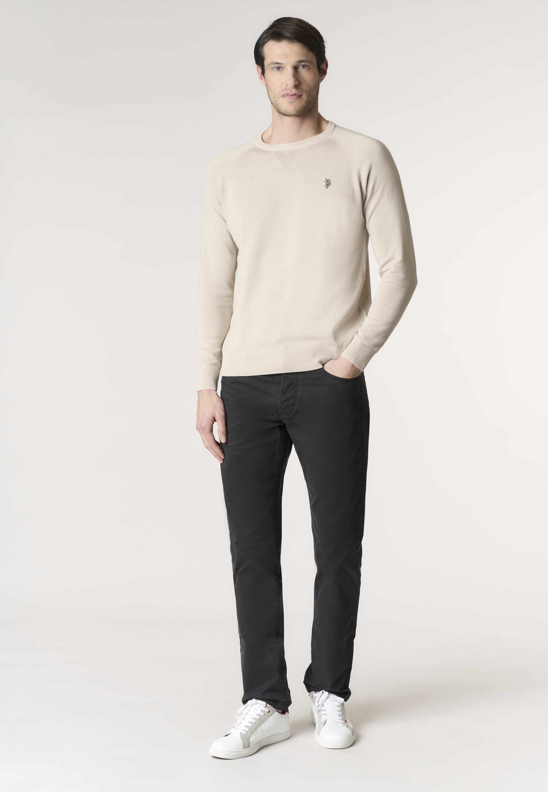 Maglia girocollo da uomo in cotone overdyed Premium Quality