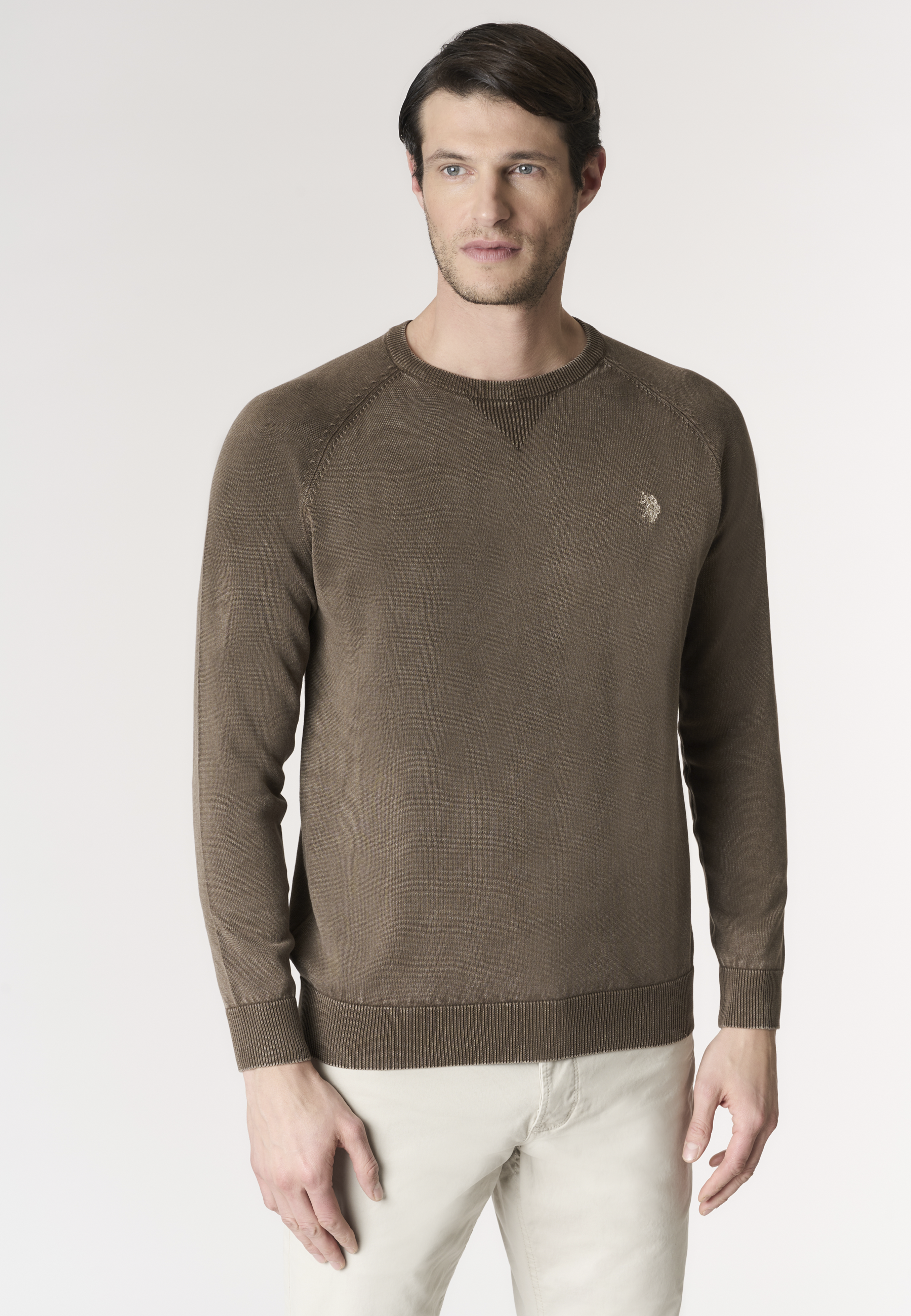 Maglia girocollo da uomo in cotone overdyed Premium Quality